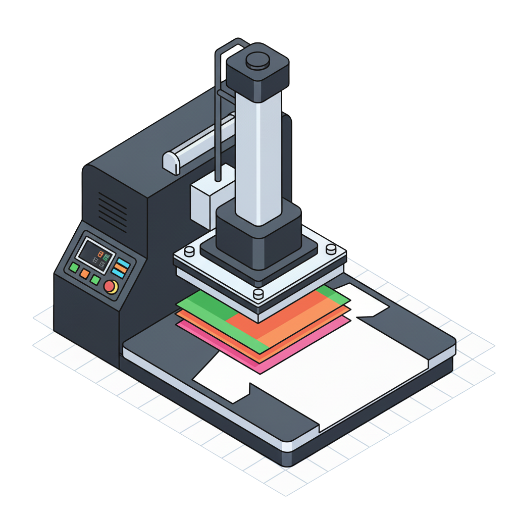 Illustration of DTF transfer being pressed onto a garment